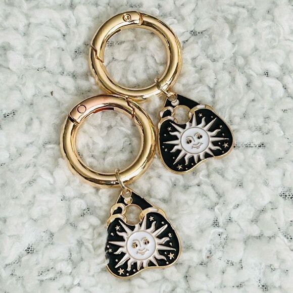 Gold Boot Tab Dangle Ouija Smiling Sun Planchette Charms Dr Martens - Picture 2 of 4